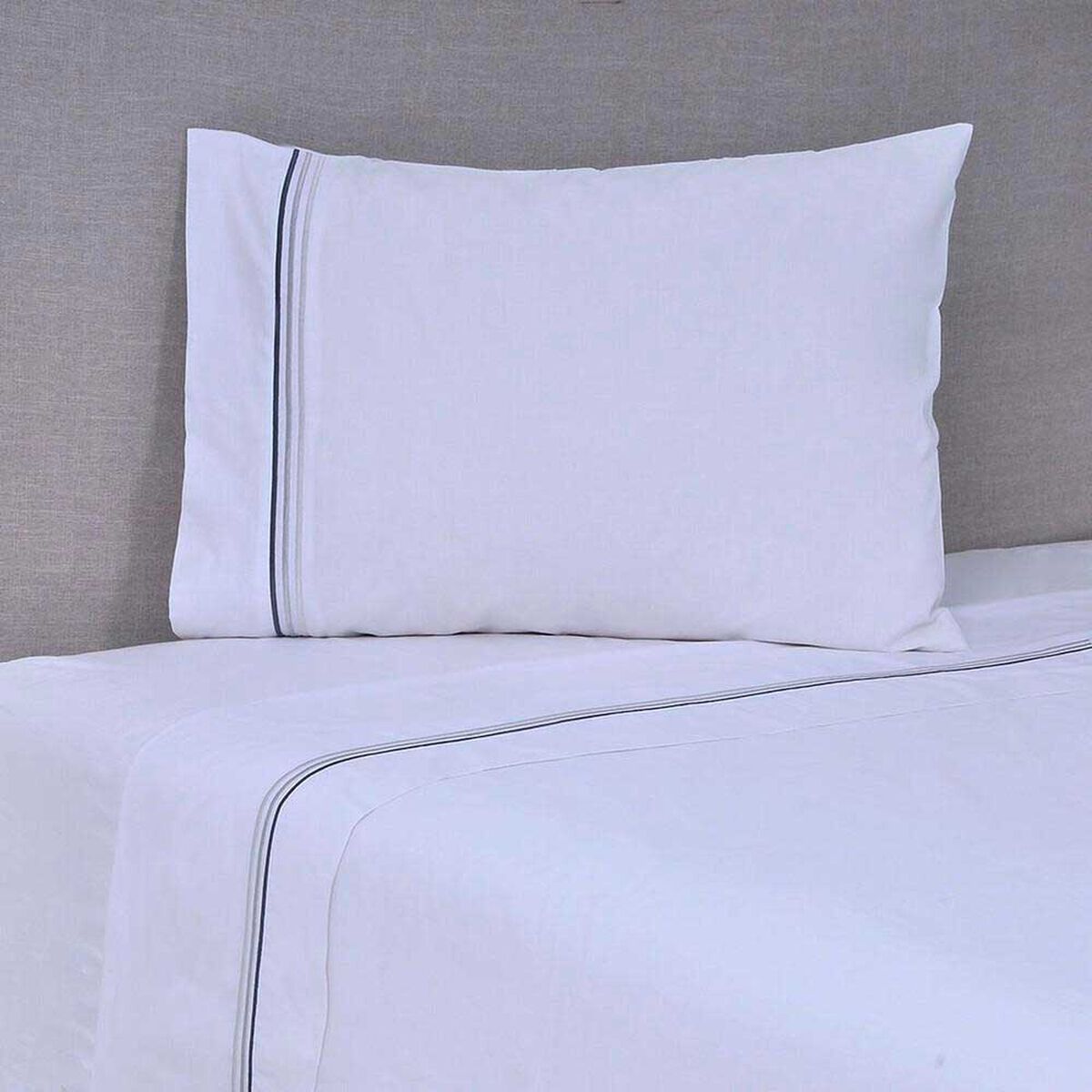 S&aacute;bana Mashini 144 Hilos 1,5 Plazas Bordada Line Gris