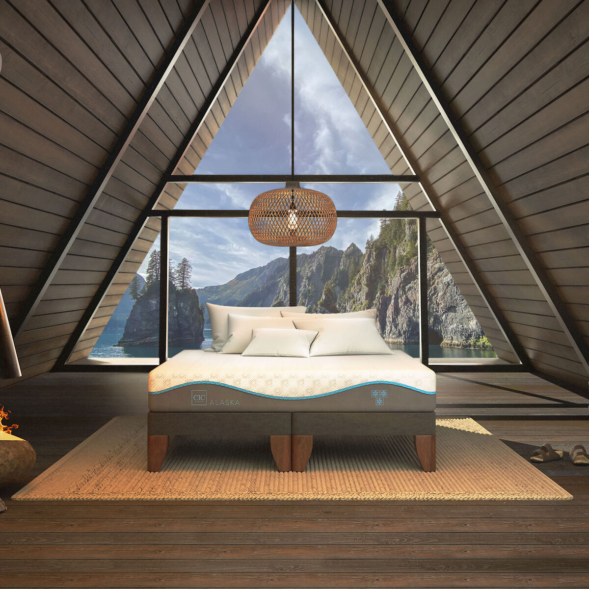 Cama Europea CIC Base Dividida King Alaska + Almohadas Viscoelásticas