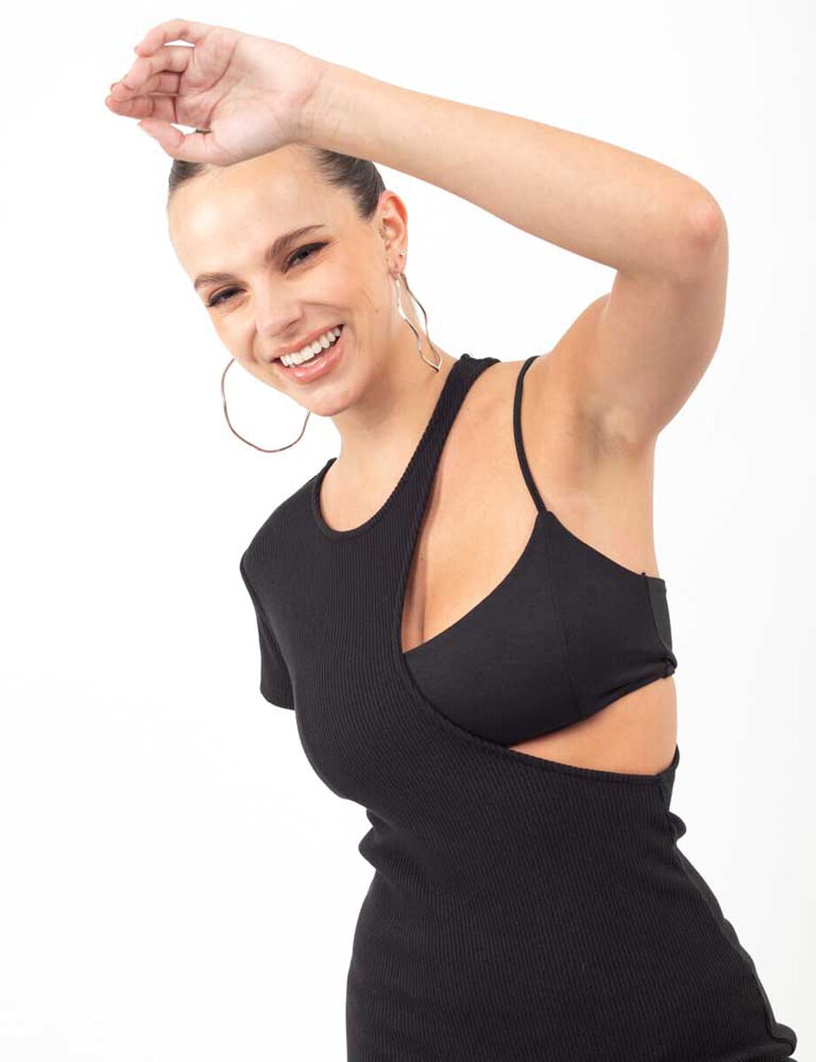 Vestido Corto Liso Una Manga Corta Mujer Fiorucci
