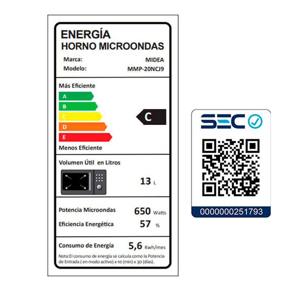 Microondas Midea MMP-20NCJ9 20 lts.