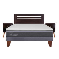 Cama Europea CIC 2 Plazas Ortopedic Advance + Respaldo + 2 Veladores New Munich