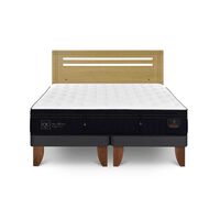 Cama Europea CIC Base Dividida 2 Plazas Súper Premium + Respaldo Munich Mostaza