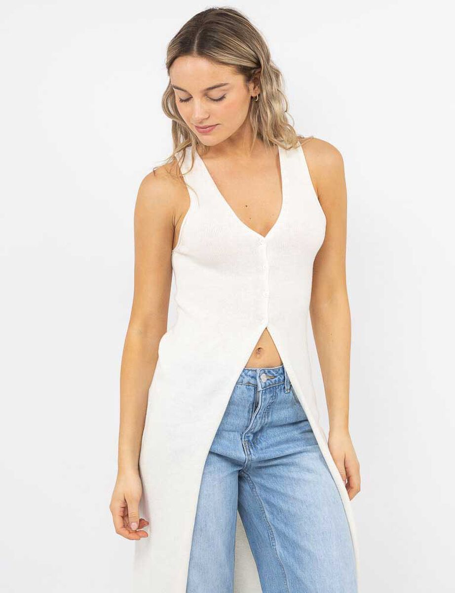 Sweater Asimétrico Sin Mangas Mujer Icono