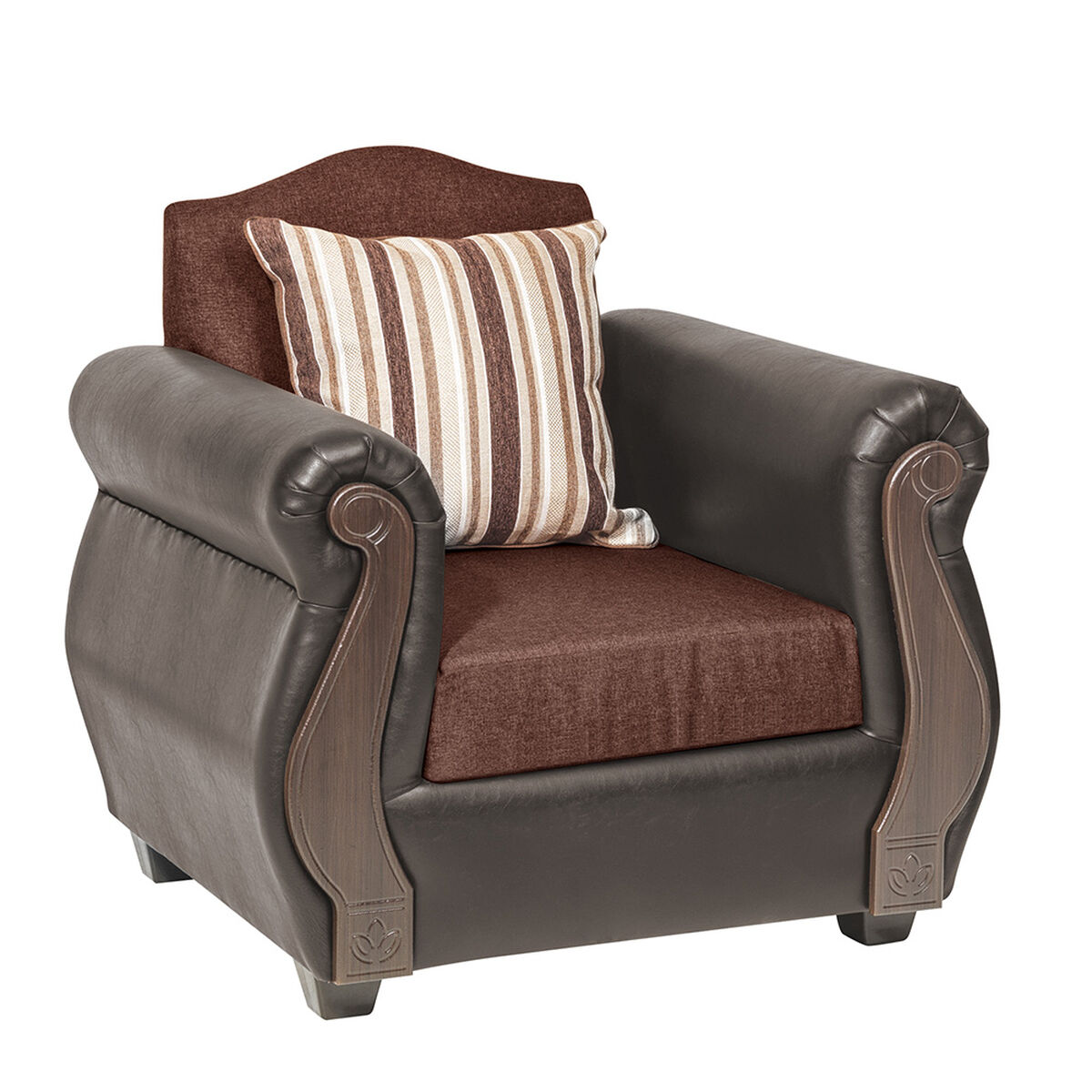 Juego de Living Innovamuebles New Bugambilia Sofá 3 Cuerpos + Dos Sillones 1 Cuerpo Chocolate