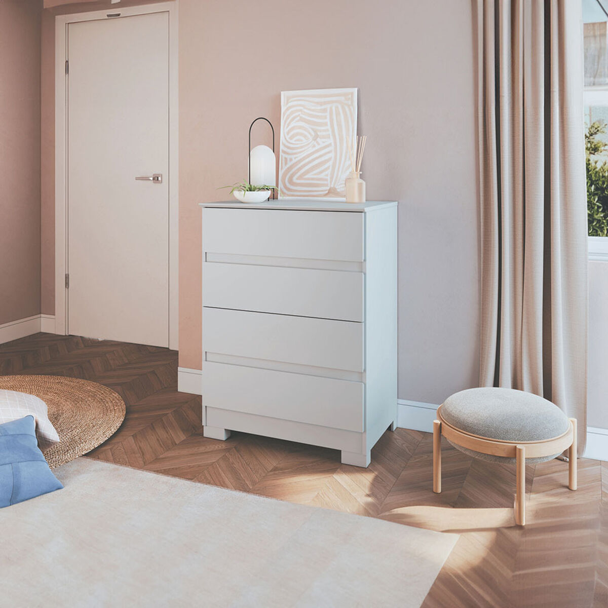 Cómoda Vekkahome Maia 4 Cajones Blanco