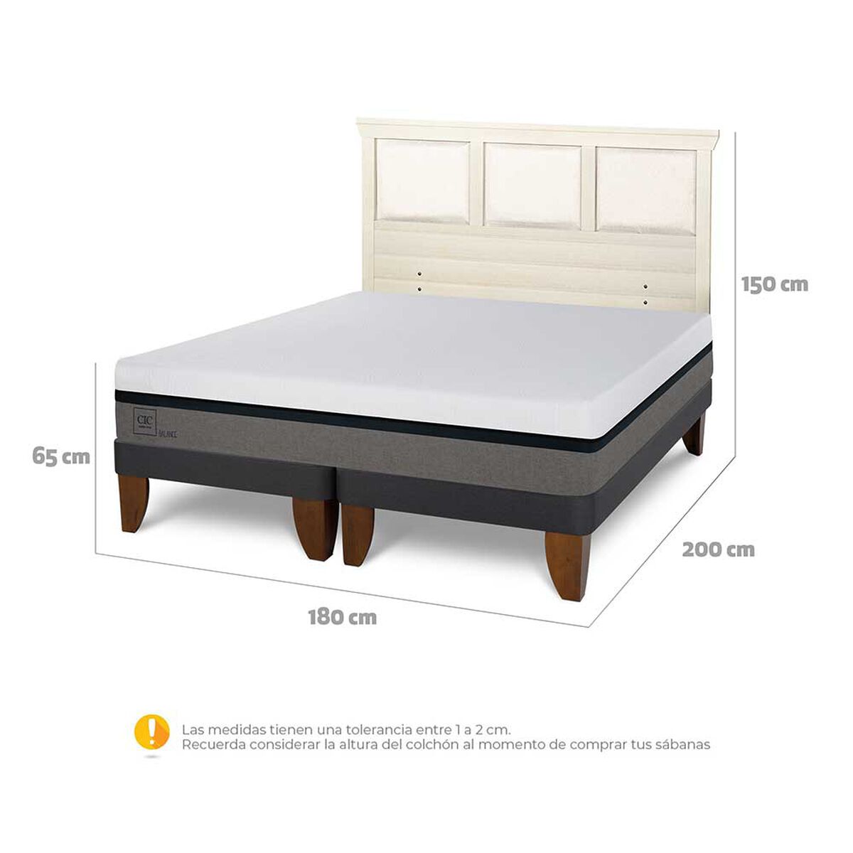 Cama Europea CIC Base Dividida King Balance + Respaldo Torino Alpino