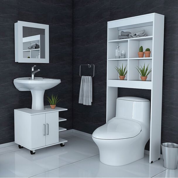 Mueble Lavamanos + Mueble Botiquín+Mueble Optimizador TuHome