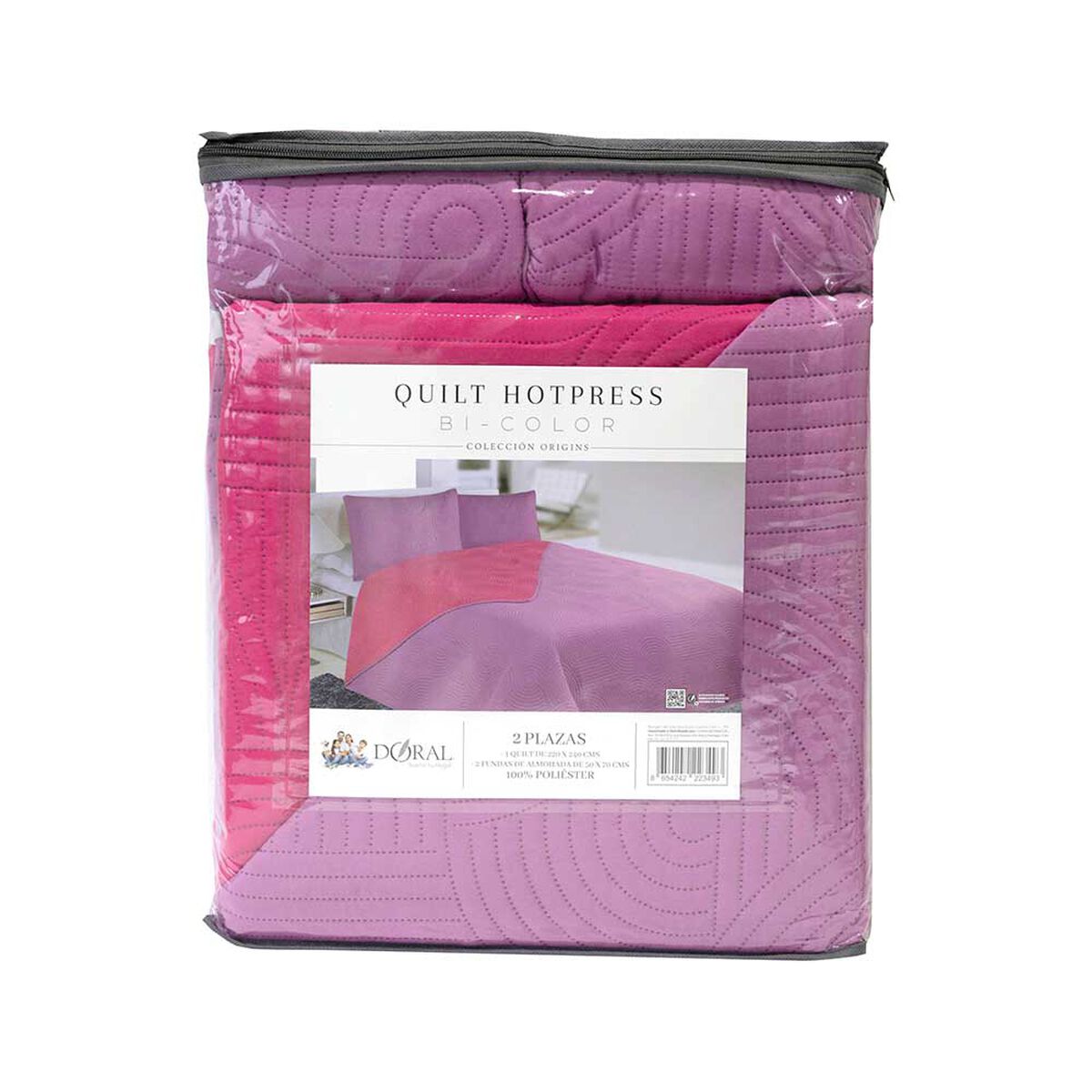 Quilt Doral 1,5 Plazas Lila Fucsia Origins