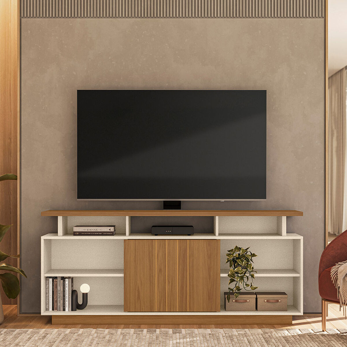 Rack TV Vekkahome Salvador 65" Pulgadas Gris