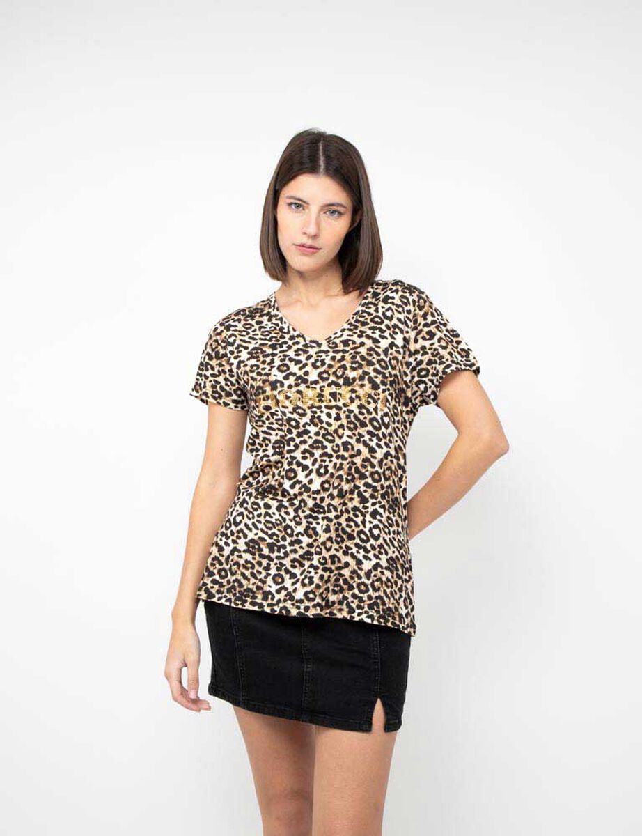 Polera Con Estampado Manga Corta Mujer Fiorucci
