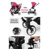 Coche Doble Duo Reclinable 6 Modos En 1 LuBabycas Gris