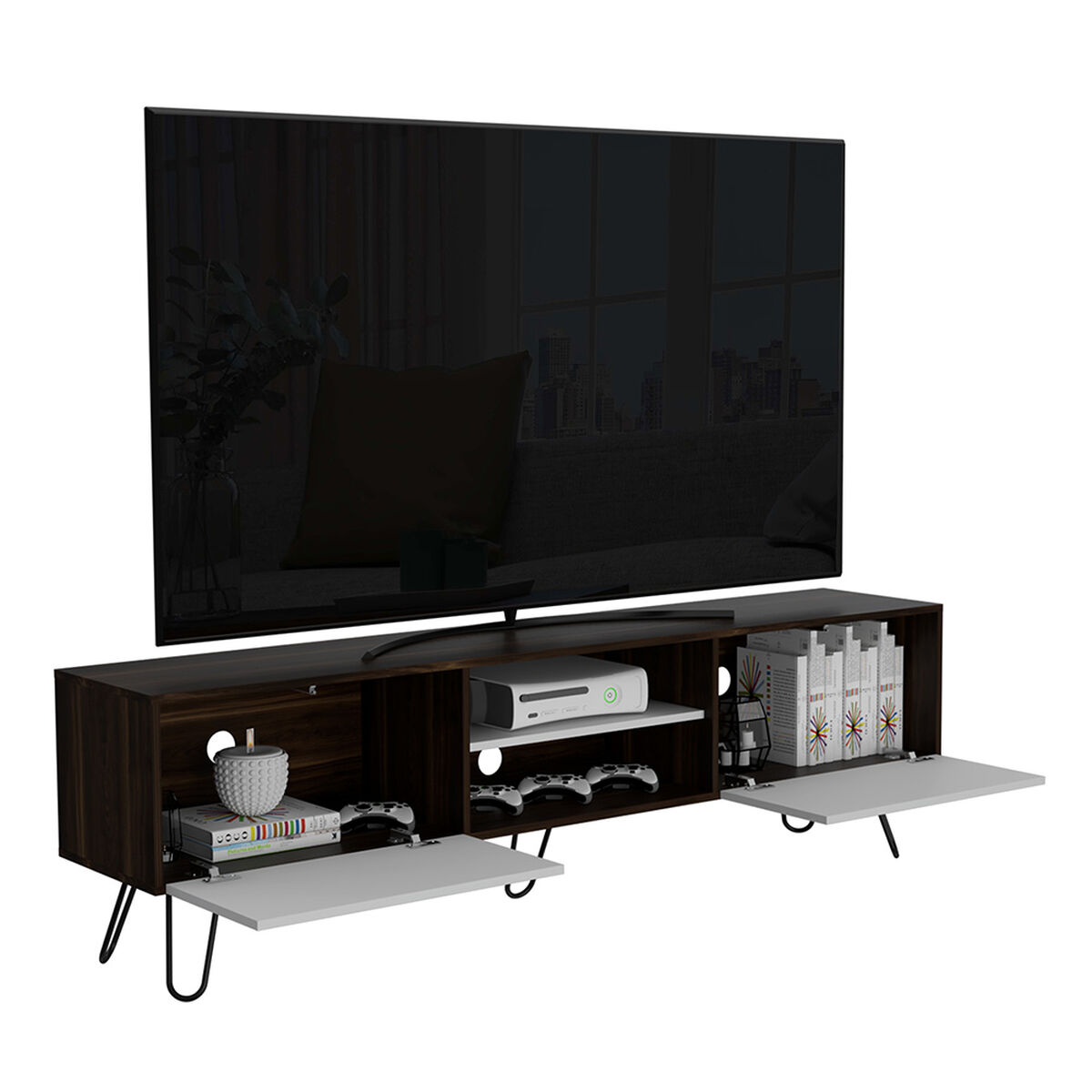 Rack TV TuHome Vassel Habano / Blanco Hasta 80"