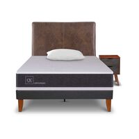 Cama Europea CIC 1,5 Plazas New Ortopedic + Respaldo Baker + Velador + Almohada Viscoelástica