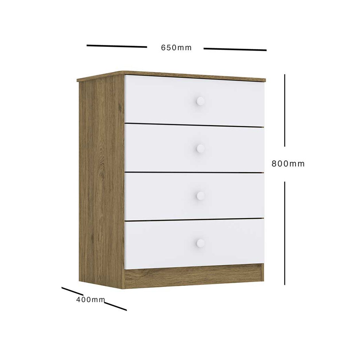 Cómoda Home Mobili Bixar 4 Cajones Blanco