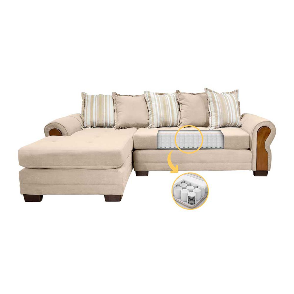 Sofá Seccional Living Factory Arizona 4 Cuerpos Beige