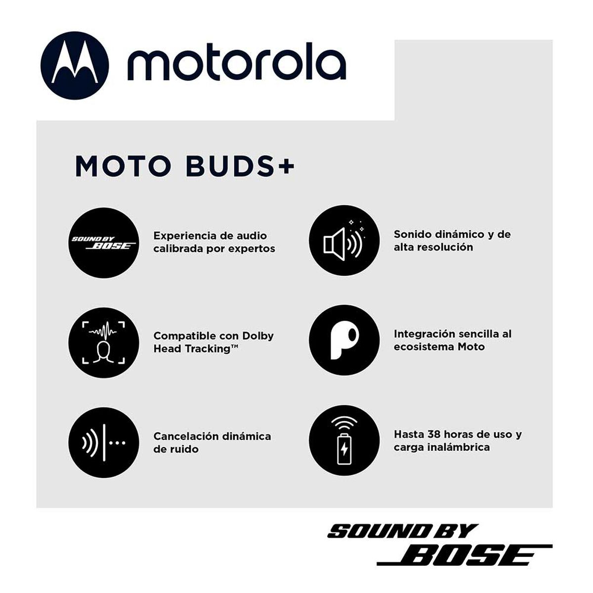 Audífonos Bluetooth In Ear Motorola Moto Buds + Sound by Bose Negro