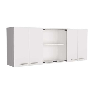 TUHOME Mueble Superior de Cocina Tuhome 150 Vidrio 6 Puertas Blanco