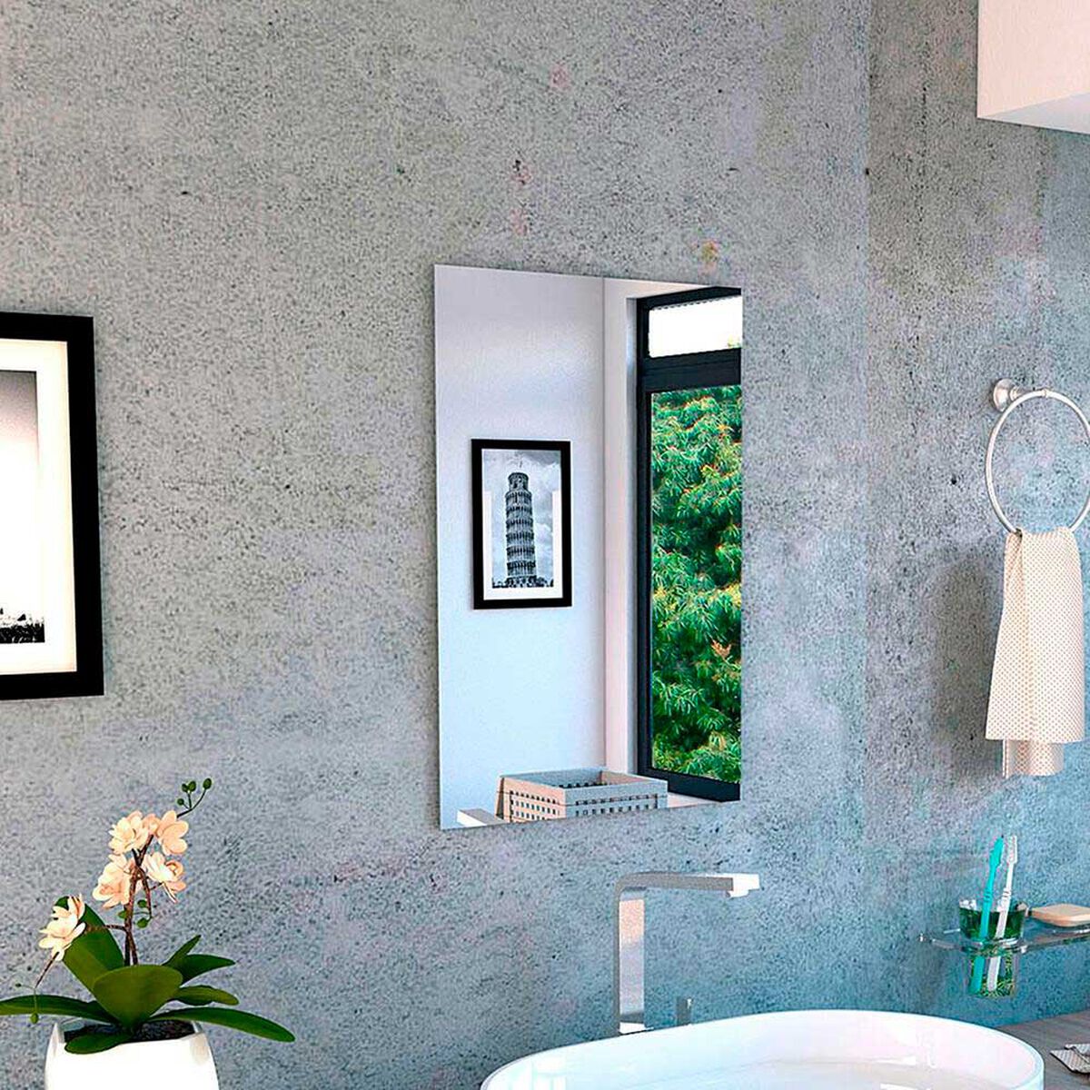 Combo Mueble Lavamanos Madrid + Espejo Bolonia TuHome