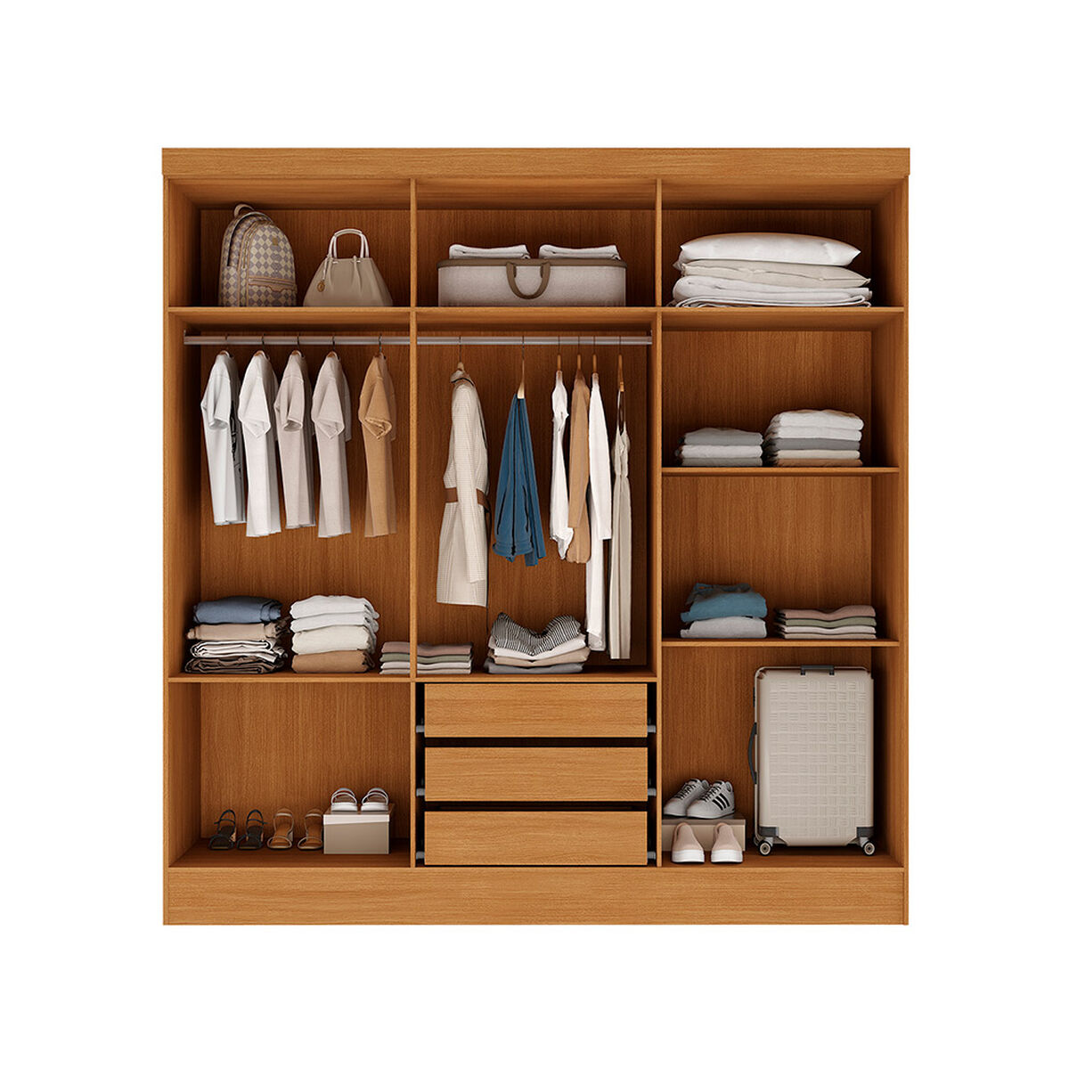 Closet Di Poretti Design New Bali 3 Cajones 6 Puertas Caf&eacute; Claro