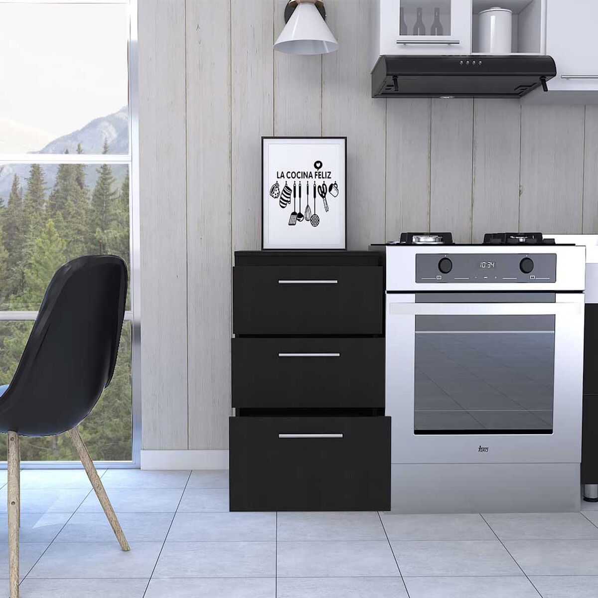 Mueble Inferior TuHome Manchester 1 Puerta 3 Cajones Wengue