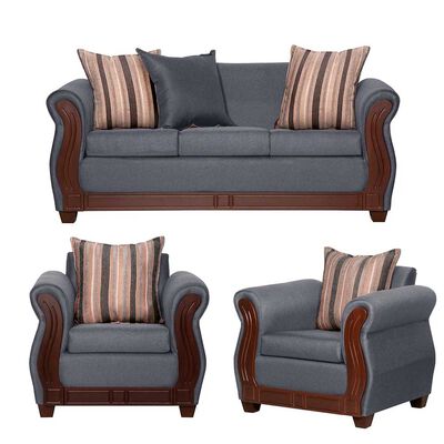 Imagen 1 del producto Juego de Living Ruzam Mobel Atenas Sofá 3 Cuerpos + Dos Sillones 1 Cuerpo Lino Gris