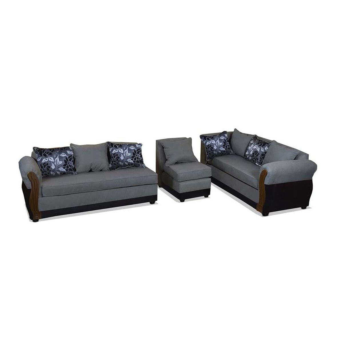 Sofá Seccional Modular Elegant Detail Girona 7 Cuerpos Negro Gris