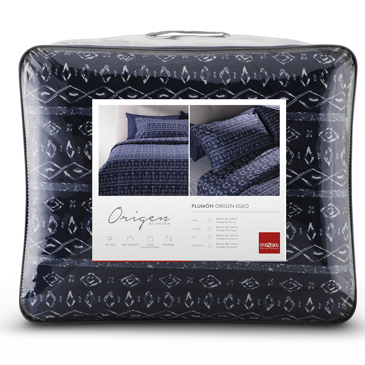 Plumón Rosen 2 Plazas Egeo Origen Azul