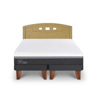 Cama Europea CIC Base Dividida 2 Plazas Ortopedic Advance + Respaldo Gales Mostaza
