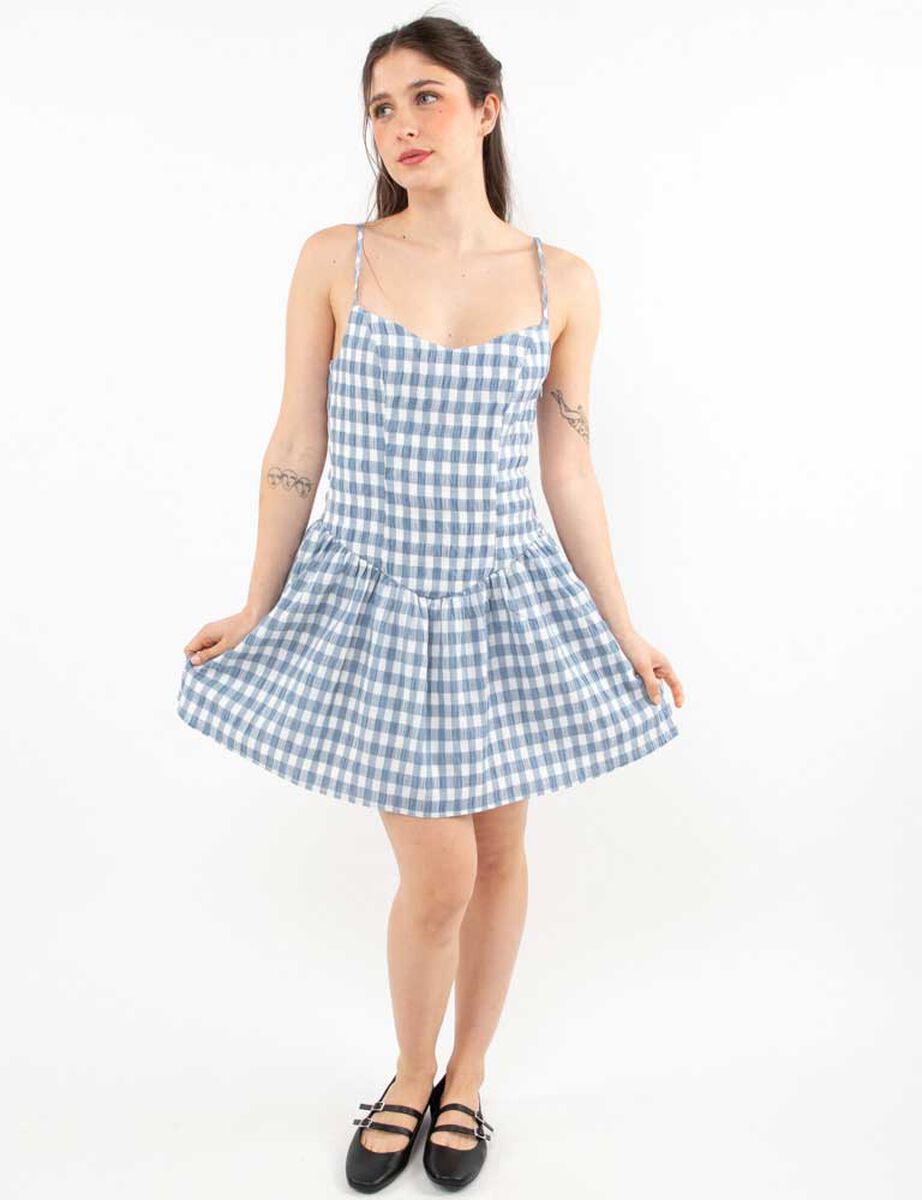 Vestido Tartán Corto Sin Mangas Mujer Icono