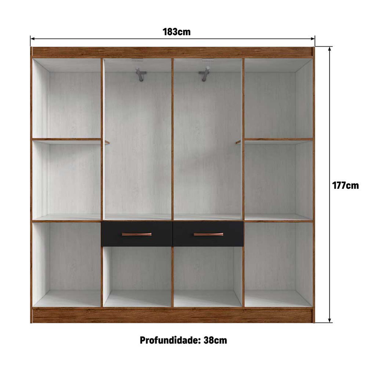 Closet Altavisi&oacute;n 588008 Negro Casta&ntilde;a  8 Puertas 2 Cajones