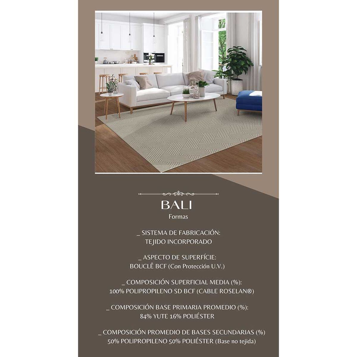 Alfombra Decocasa Bali Formas 200 x 250 cm Beige Crema