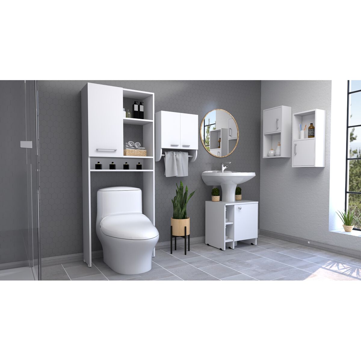 Set De Ba&ntilde;o TuHome Big Bath 6 Puertas Blanco