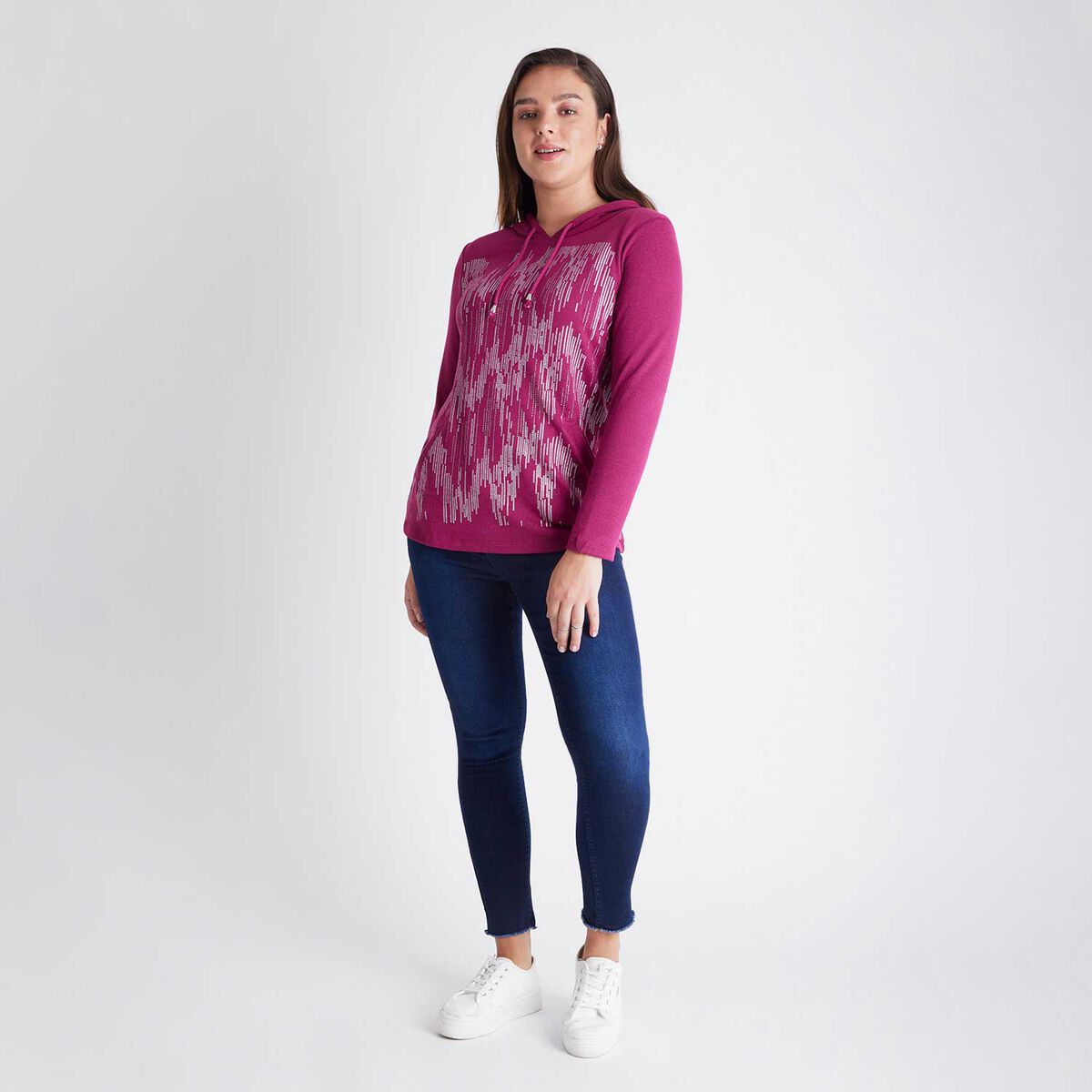 Polera Con Gorro Manga Larga Mujer Curvi