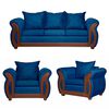 Juego de Living Ruzam Mobel Isidora Sof&aacute; 3 Cuerpos + Dos Sillones 1 Cuerpo Lino Azul