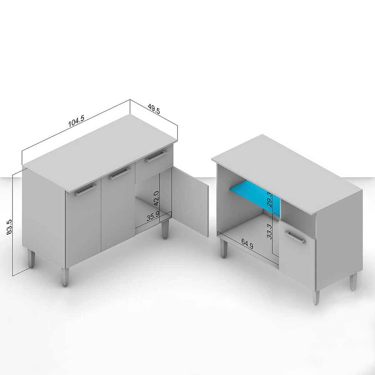 Mueble de Cocina Base Vekkahome Evandro 1 Cajón 3 Puertas Blanco