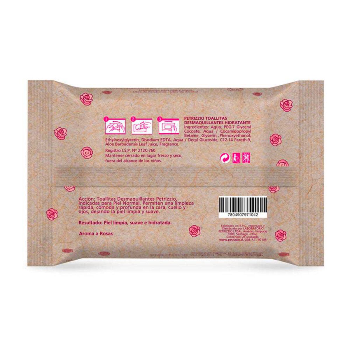 Toallitas Desmaquillantes Biodegradable Pepino 25 Unidades Petrizzio