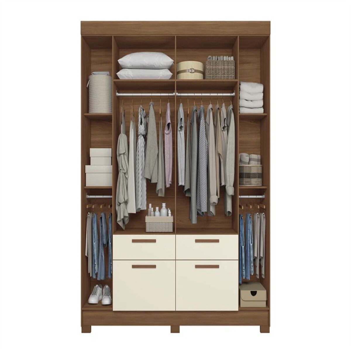 Closet Altavision Guarapuava 6 Puertas 4 Cajones Caf&eacute; Blanco