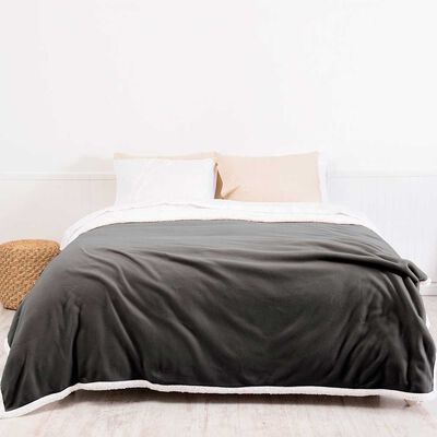 Frazada de Poliéster Mashini 1,5 Plazas Liso Gris
