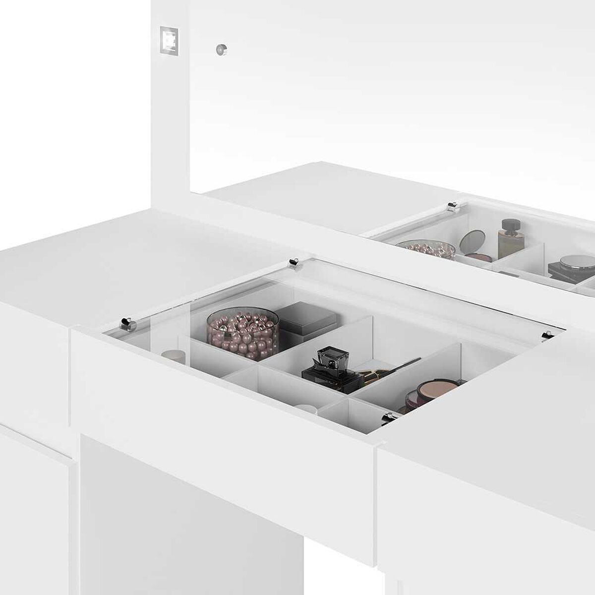 Tocador Vekkahome Studio Con Luz 2 Puertas Blanca