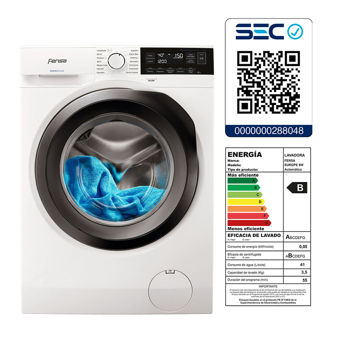 Lavadora Automática Fensa Europe 9W 9 kg.