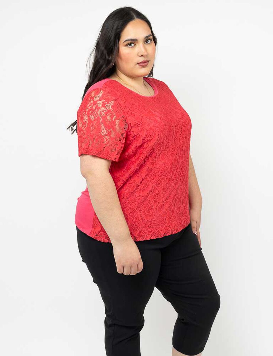 Polera Encaje Manga Corta Mujer Extralindas