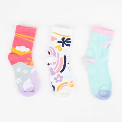 Imagen 2 del producto Pack 3 Calcetin Largo de Algodón Niña Chess Coral