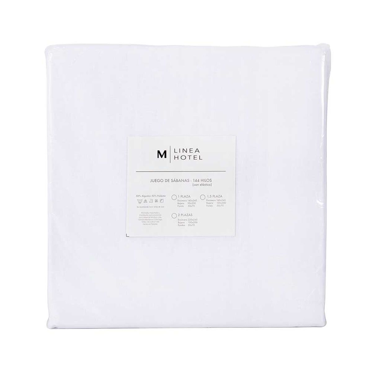Juego de Sábanas Liso Linea Hotel 144 Hilos 2 Plazas Blanco