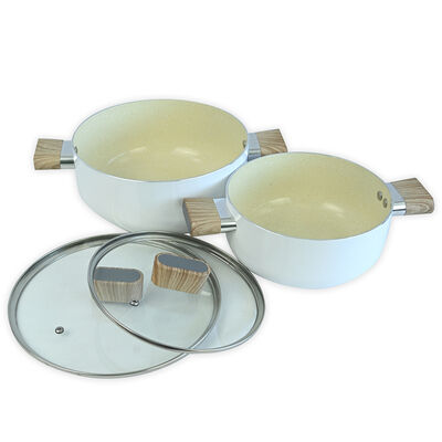 Imagen 2 del producto Set Cacerolas Aluminio Prensado Doral Satellite 20 y 24 Litros Crema