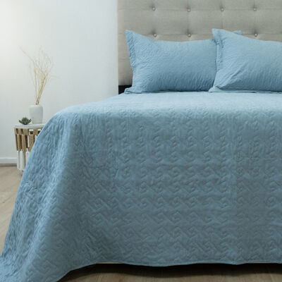 Quilt Doral 3 Plazas Lumi Velvety Azul