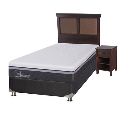Imagen 2 del producto Box Spring CIC 1,5 Plazas Ortopedic Advance + Respaldo + Velador New Torino