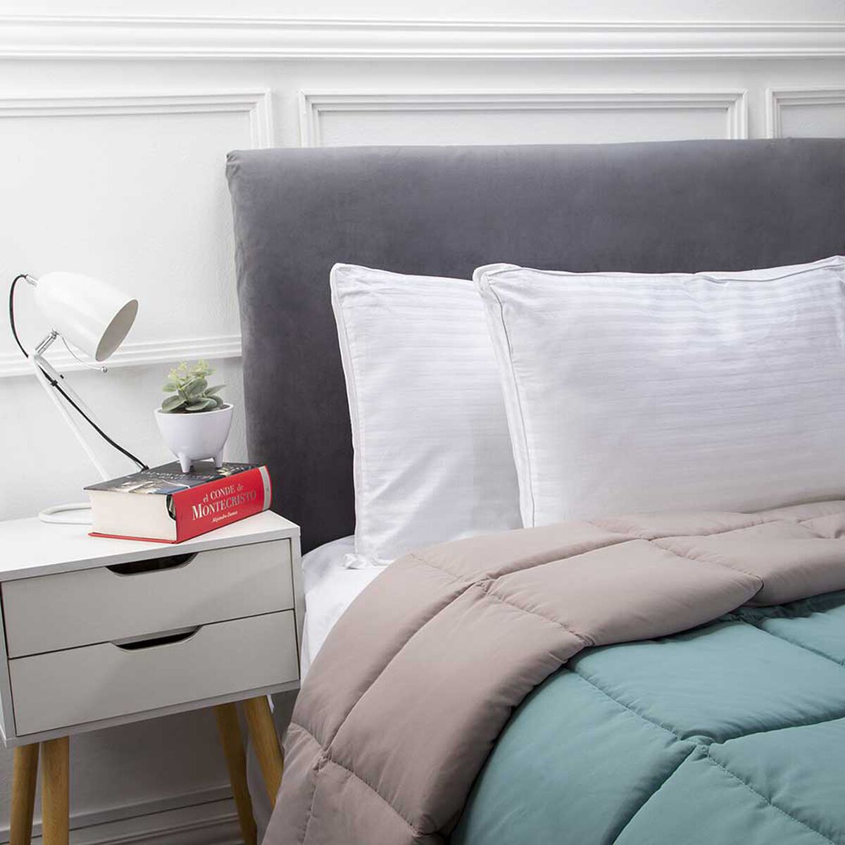 Plumón Bicolor Casanova 1,5 Plazas Liso Aqua Beige