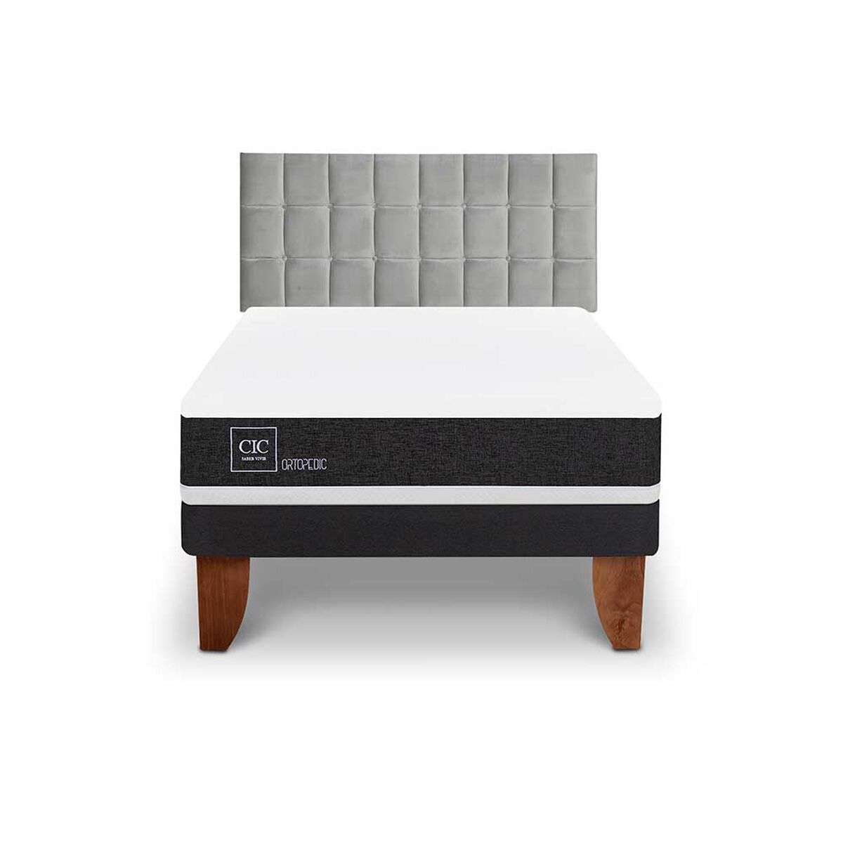 Cama Europea CIC 1,5 Plazas Ortopedic + Respaldo Sile