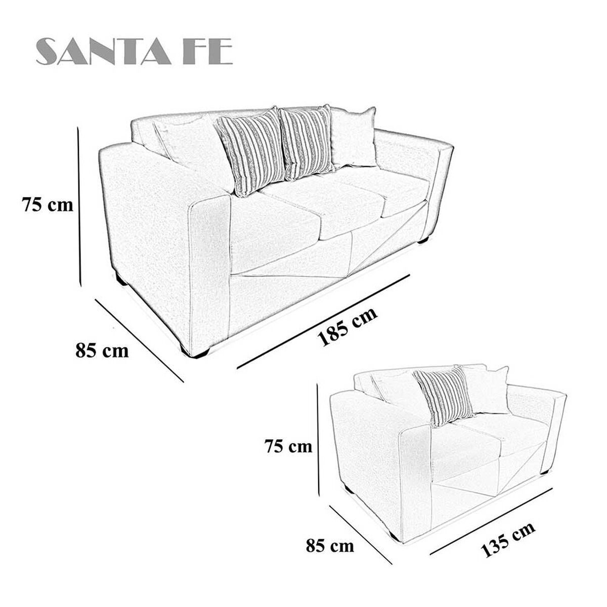 Juego de Living Elegant Detail Santa Fe Sofá 3 Cuerpos + Sofá 2 Cuerpos Gris