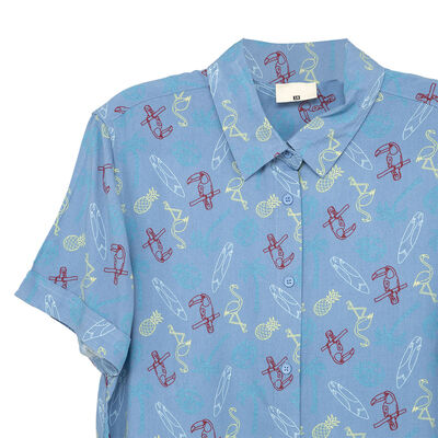 Imagen 2 del producto Camisa Estampada Manga Corta Niño Cutback Azul, Navy, Negro, Verde